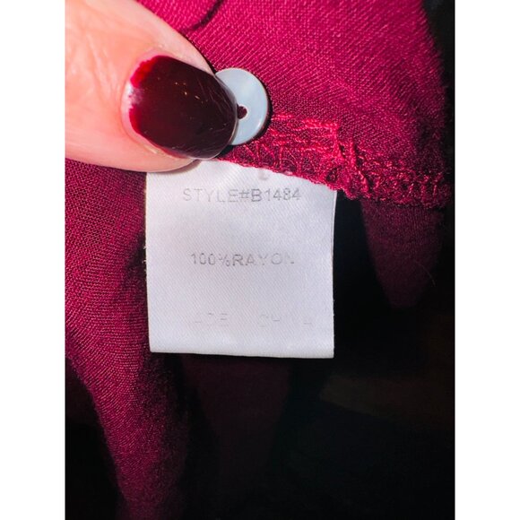 Jodiel Cottage Core Boho Chic Embroidered Wine Red Floral Embroidered Blouse M - Picture 11 of 12